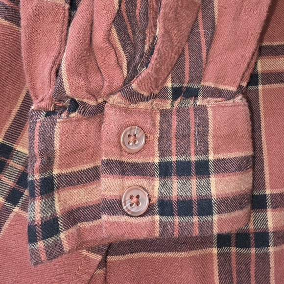 Knox Rose Terracotta Checkered Long Sleeve Dress Babydoll Mini XL Pockets V Neck - Picture 4 of 8